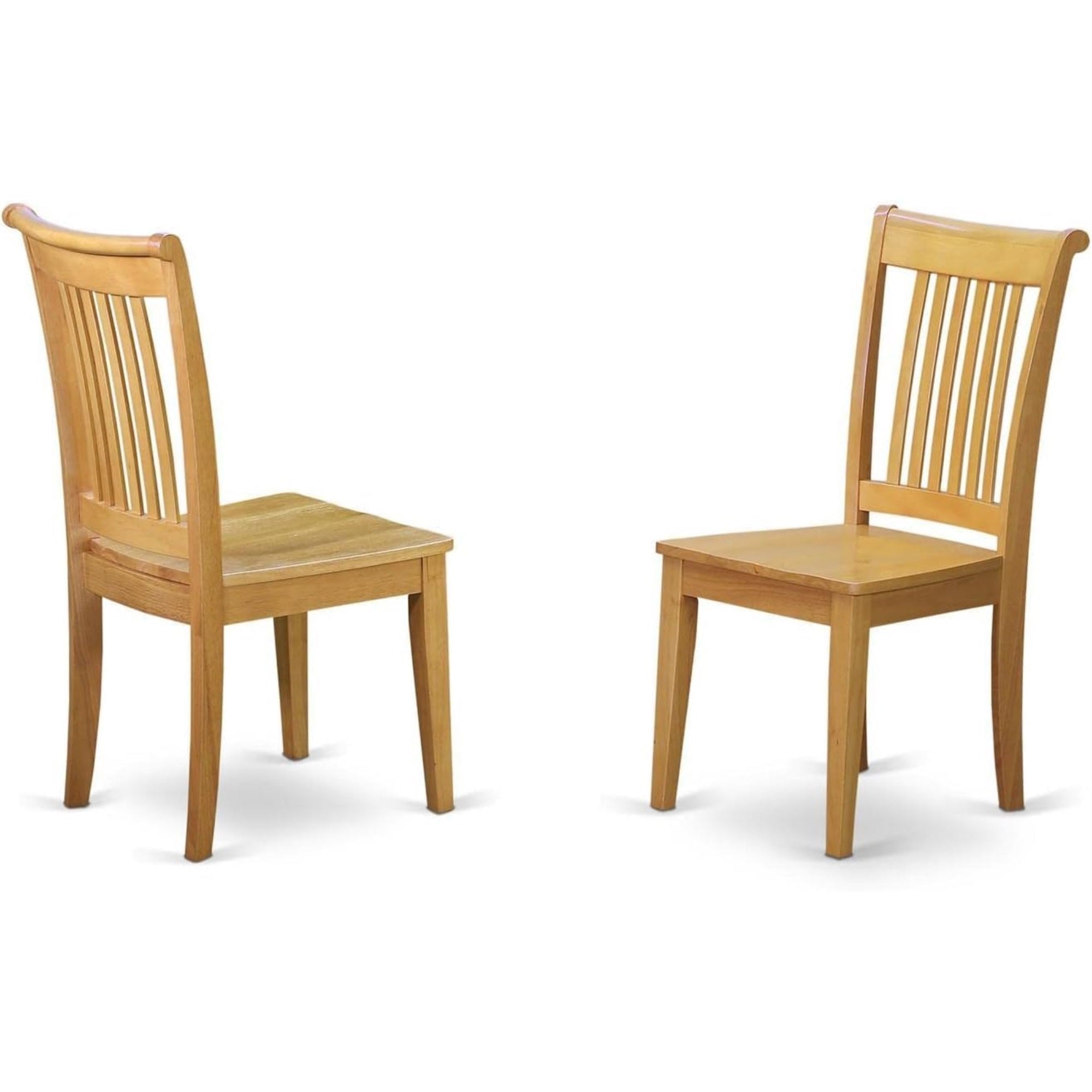 Casafoyer Poc-Oak-W Portland Kitchen Dining Chairs - Slat Back Wooden Seat Chairs, Set Of 2, Oak