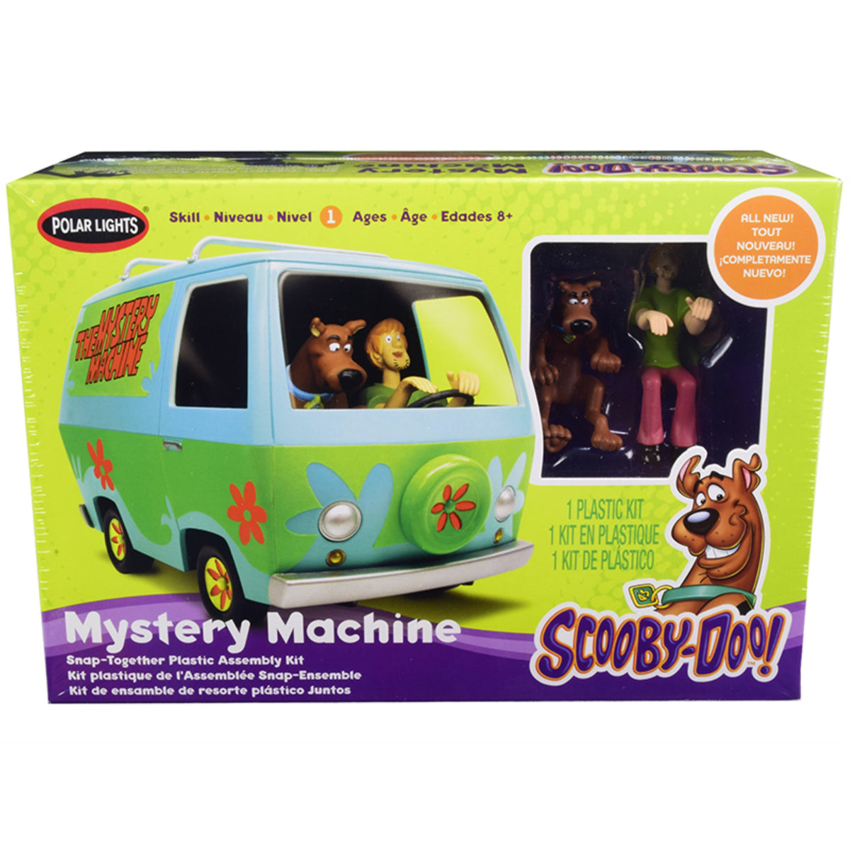 Skill 1 Snap Model Kit The Mystery Machine With Two Figurines (Scooby-Doo And Shaggy) 1/25 Scale Model By Polar Lights