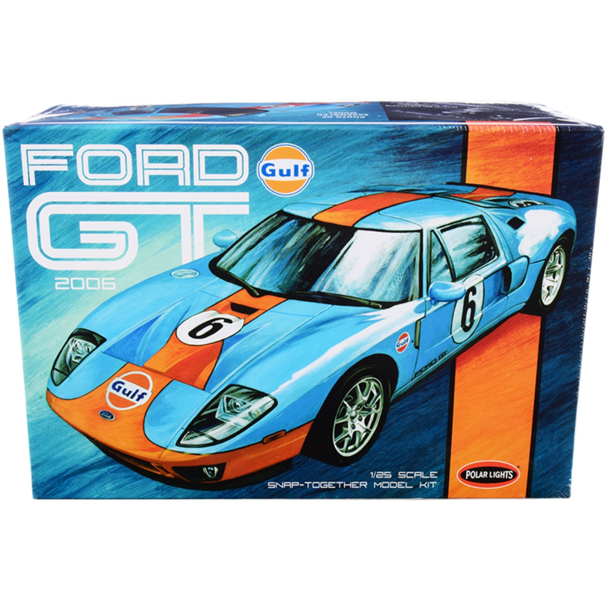 Skill 2 Snap Model Kit 2006 Ford Gt 'Gulf Oil' 1/25 Scale Model By Polar Lights