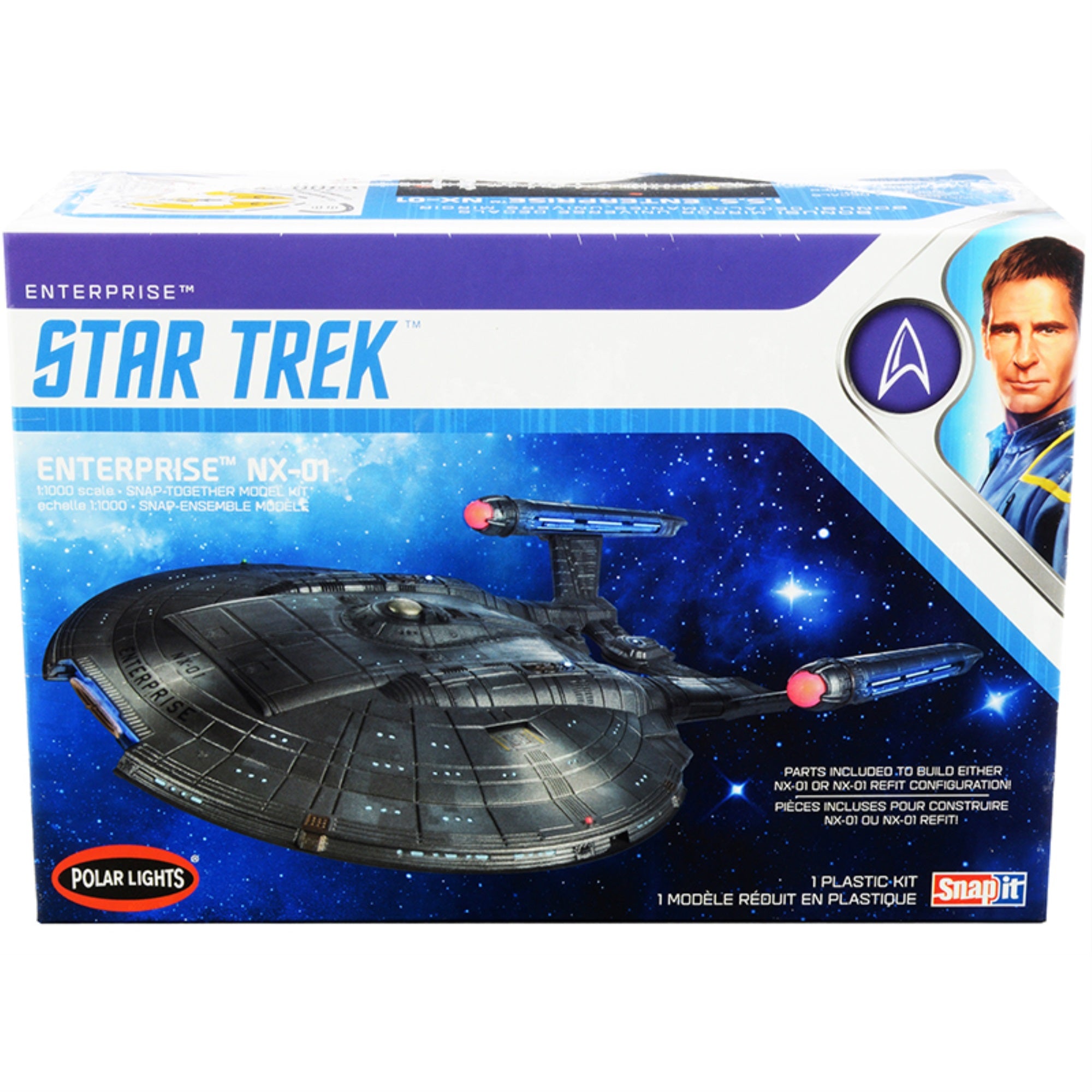 Skill 2 Snap Model Kit Enterprise Nx-01 Starship 'Star Trek: Enterprise' (2001-2005) Tv Series 1/1000 Scale Model By Polar Lights