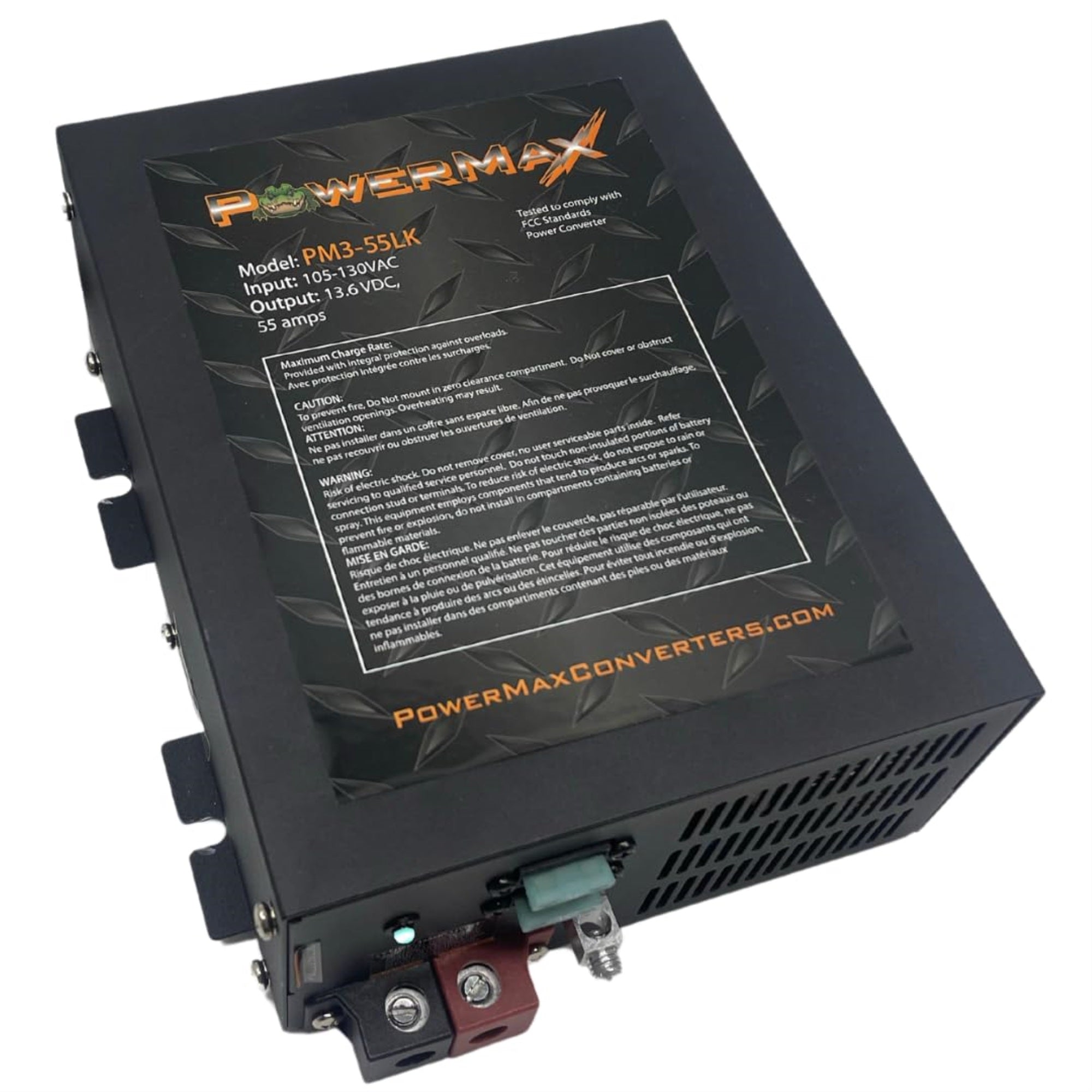 Powermax Rv Converter | 55 Amp | 12V Power Converter With Built-In 4 Stage Smart Battery Charger | 110V Ac To 12V | Lithium Compatible | Fully Adjustable Output From 13V To 16.5V | Pm3 55Lk