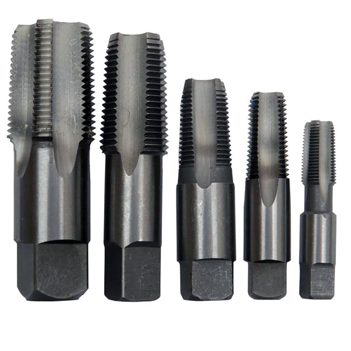 Drill America Carbon Steel Npt Pipe Tap Set In Carry Pouch 1/8' - 3/4' (5 Piece Set)