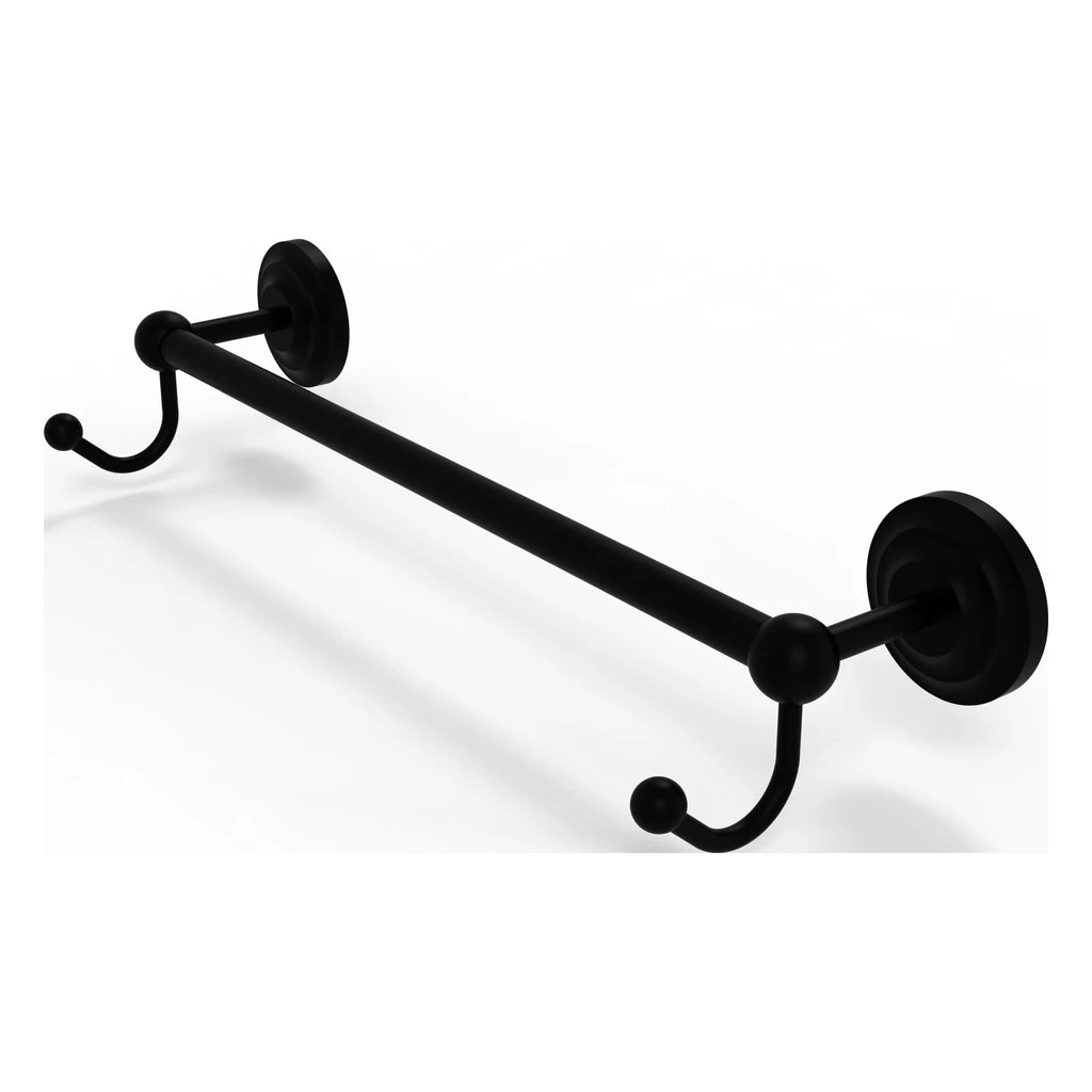 Prestige Que New Collection 18 Inch Towel Bar with Integrated Hooks - PQN-41-18-HK-BKM