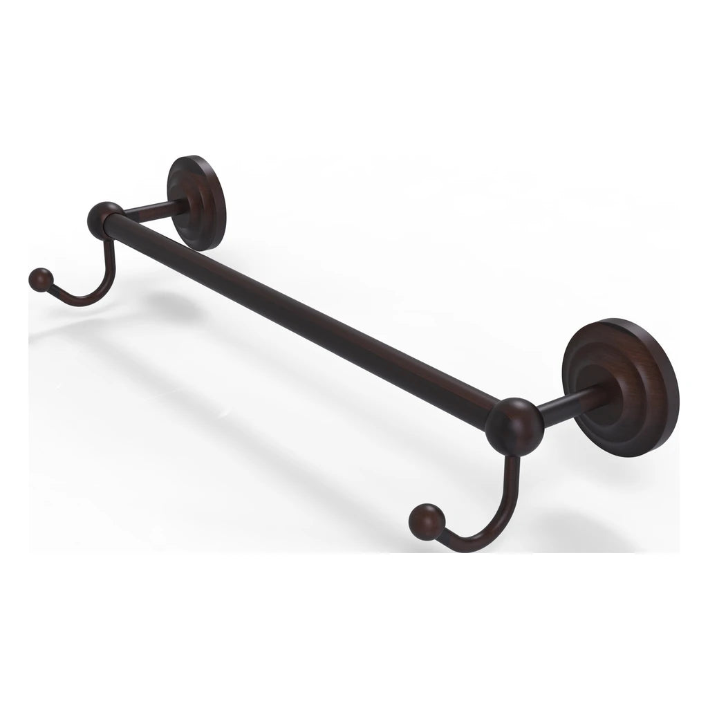 Prestige Que New Collection 18 Inch Towel Bar with Integrated Hooks - PQN-41-18-HK-VB