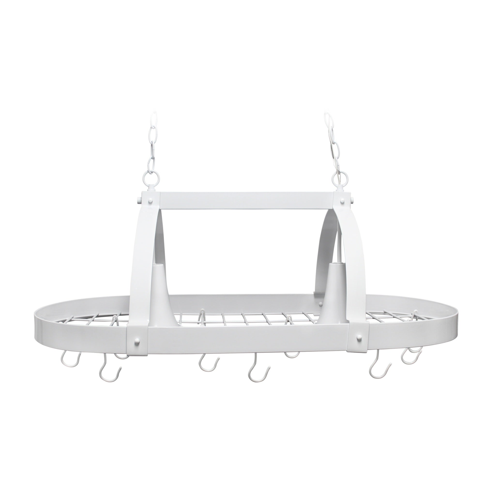 Elegant Designs White 2 Light Kitchen Pot Rack With Downlights