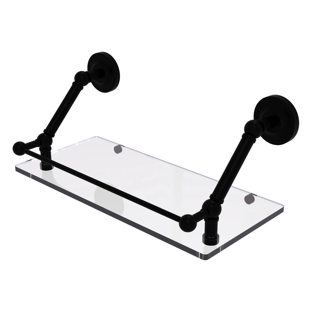 Prestige Regal 30 Inch Floating Glass Shelf With Gallery Rail - Pr-1-30-Gal-Bkm