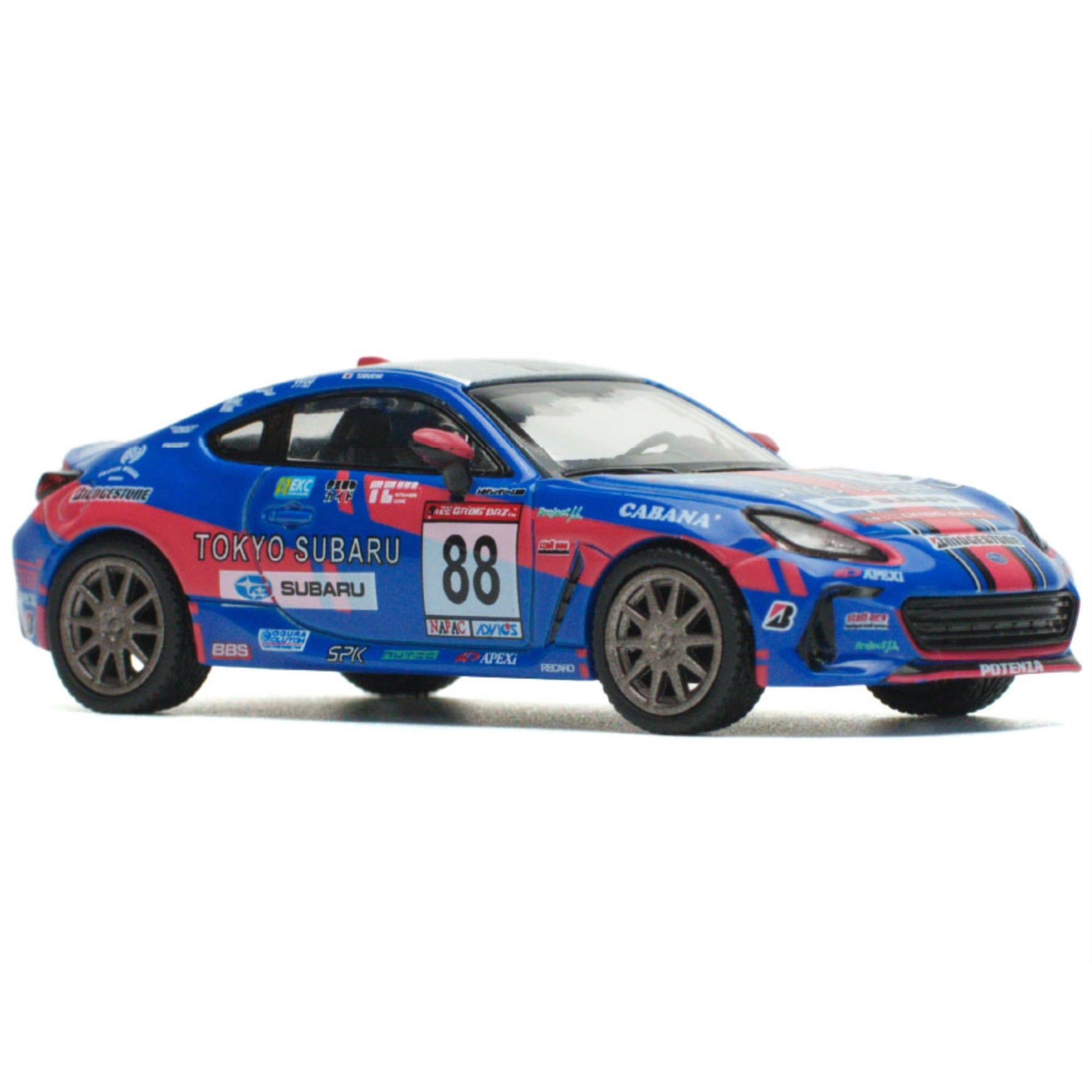 Subaru Brz #88 Blue With Graphics 'Tokyo Subaru Racing' 1/64 Diecast Model Car By Pop Race