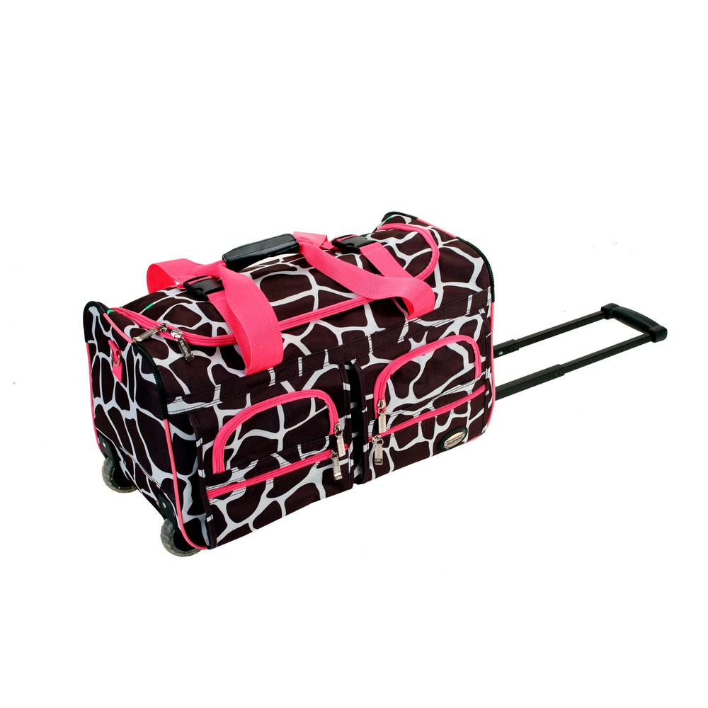 22 Inch  ROLLING DUFFLE BAG - PINK GIRAFFE