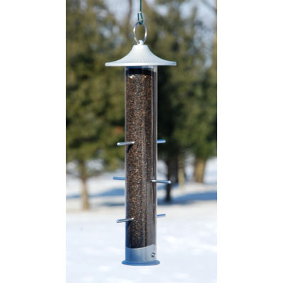 Tails Up (Upside Down) Thistle Tube Feeder - Pearl Finish