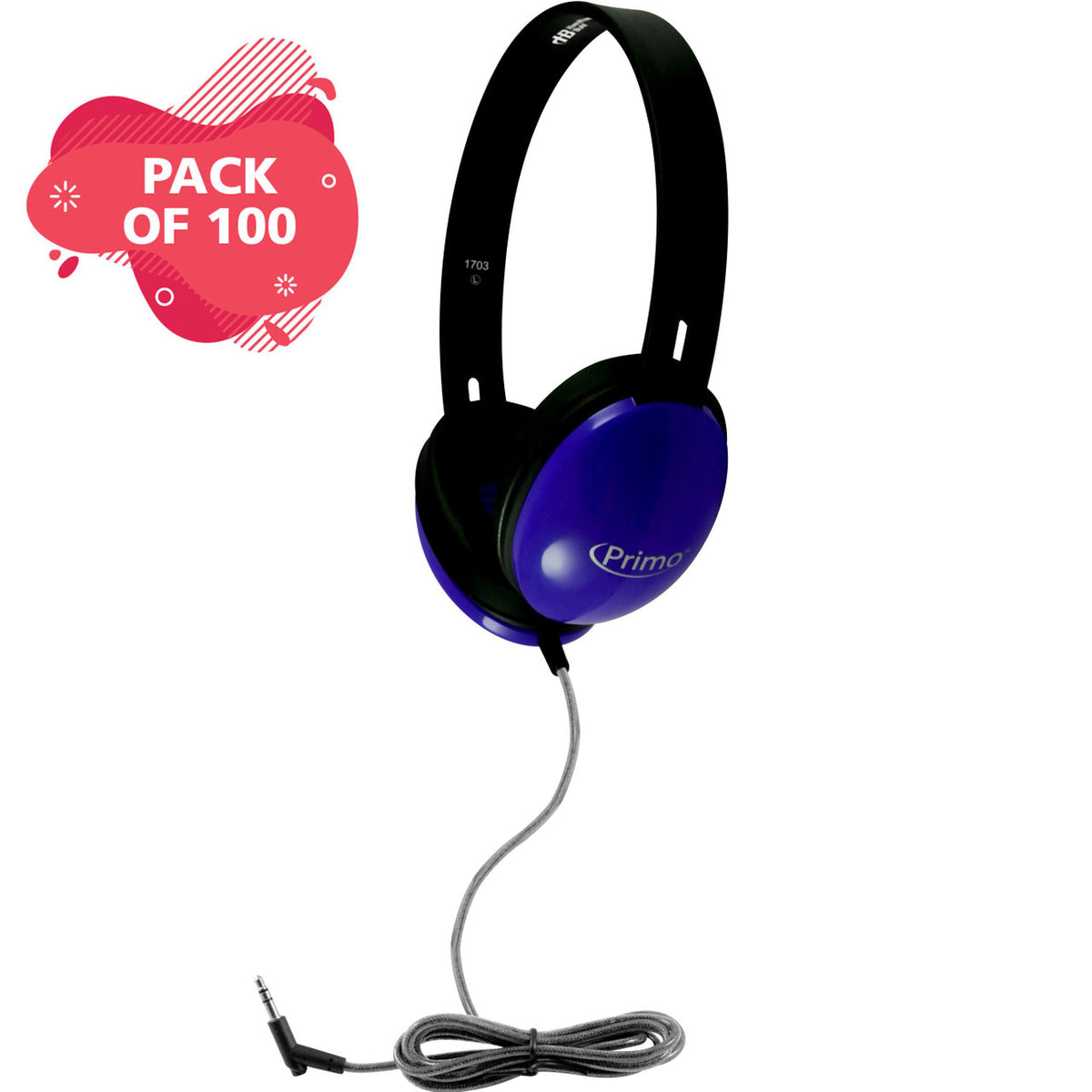 Hamiltonbuhl Primo Stereo Headphones Blue - 100 Pack