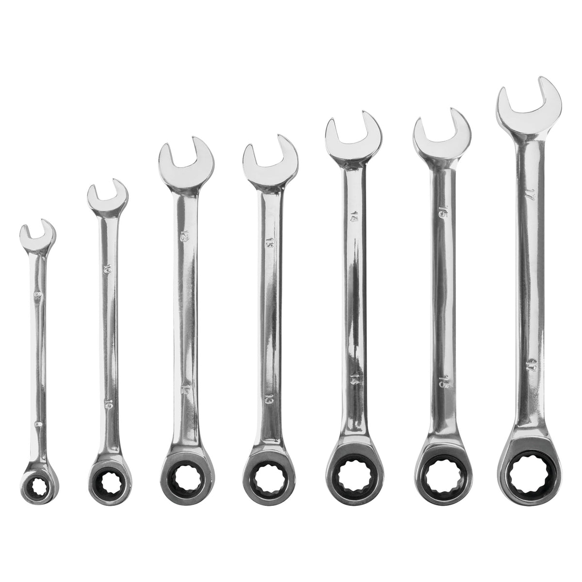 Performance Tool W1170 7Pc Mm Ratcheting Wrench Set - Professional Grade 72 Tooth Gear Design For Tight Spaces And Quick Adjustments