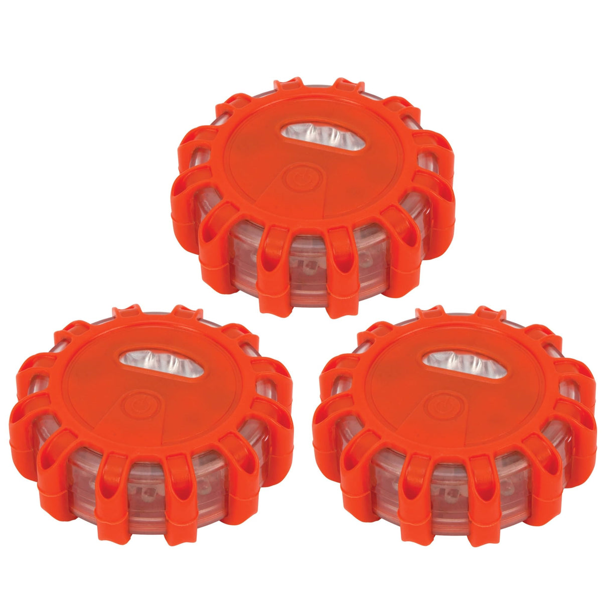 Performance Tool W2343 3 Piece Led Road Flare Flashing Warning Light (Roadside Flares Emergency Disc Beacon, Magnetic Base For Car Or Marine Boat)