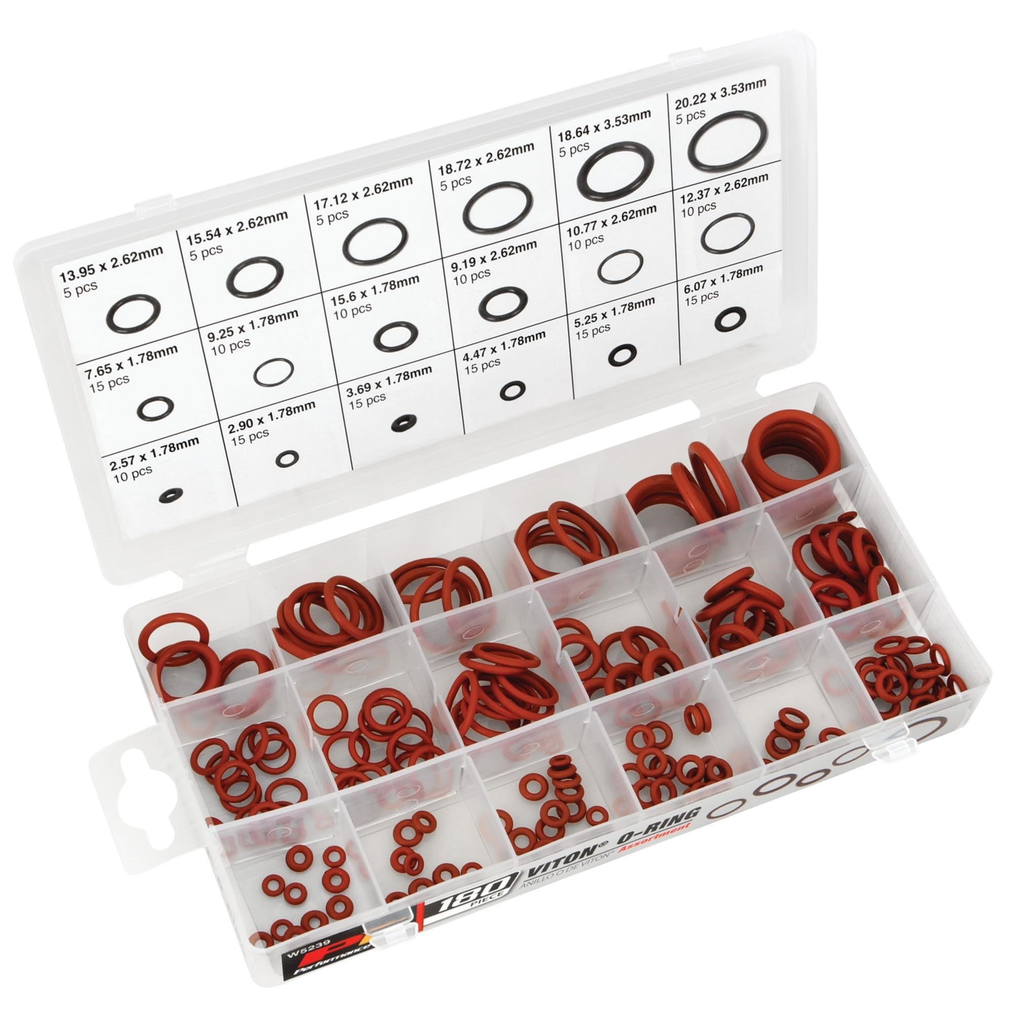 Performance Tool W5239 180pc Viton O-Ring Assortment Kit: Durable and Resistant Sealing Solution for Industrial and Automotive Applications