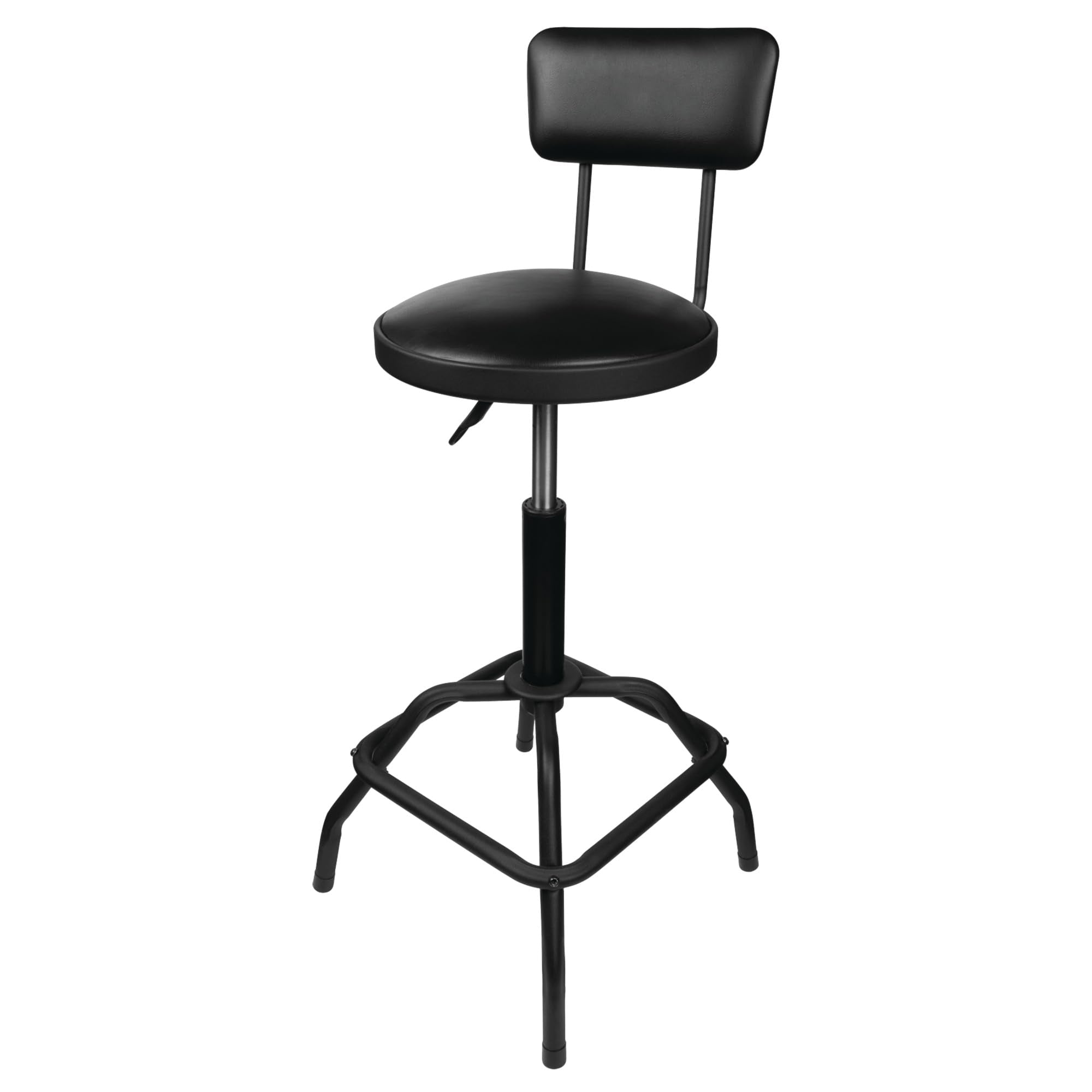 Pneumatic Stool W/ Removable Backrest Heavy Duty Steel Tubing Matte Black