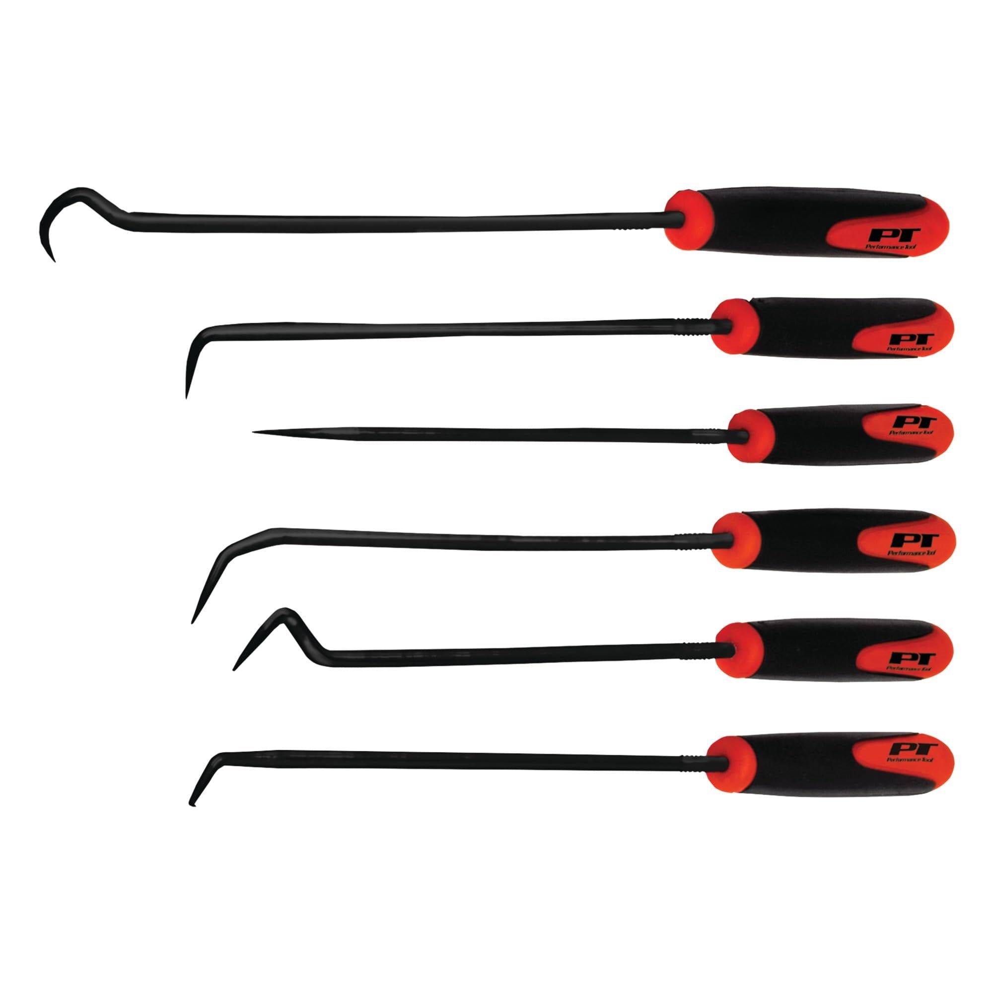 Performance Tool W942 Multi-Shaped And Angled Hook And Pick Tool Set For Garages And Workshops, Black, 6 Pieces