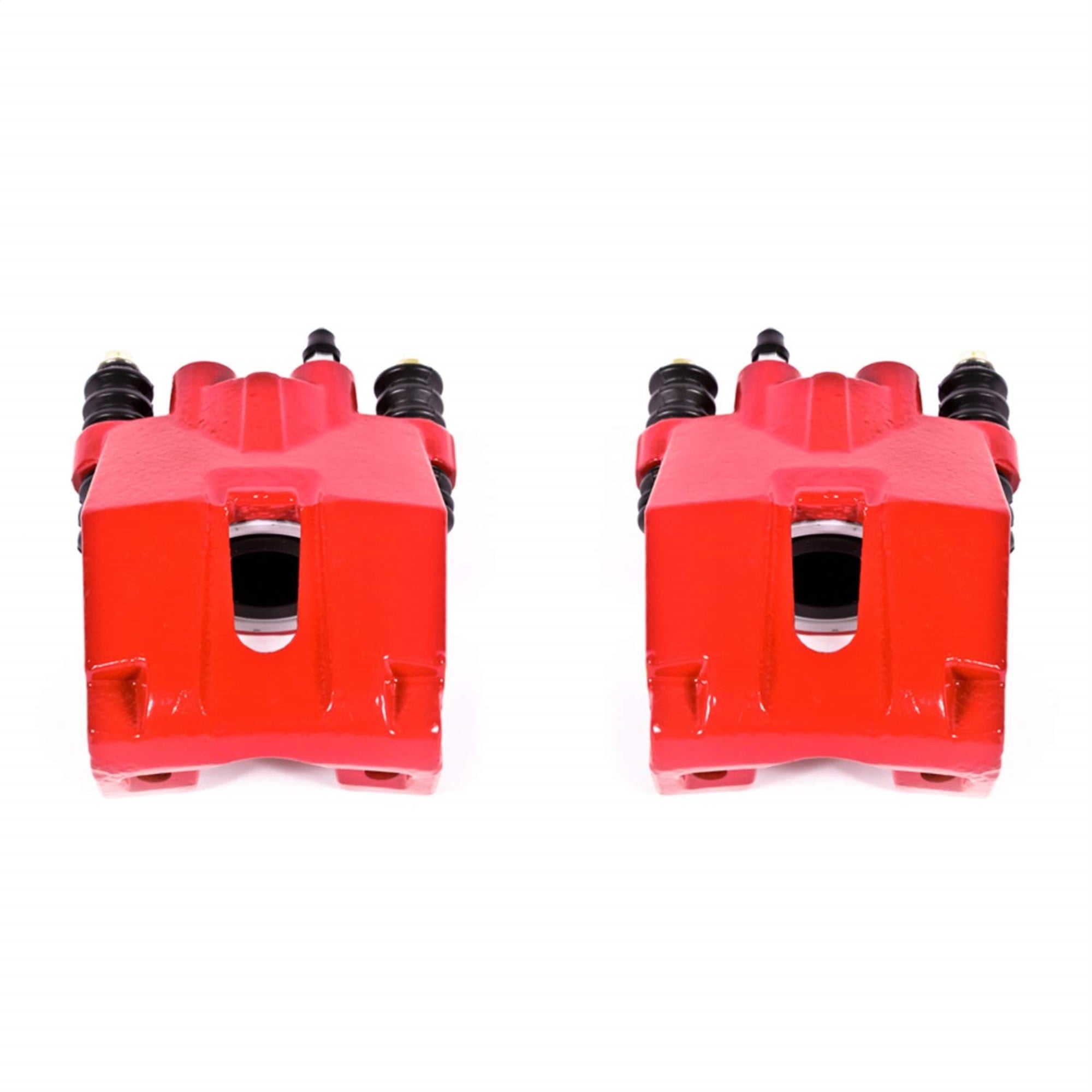 Power Stop S4858 Rear Pair Of High-Temp Red Powder Coated Calipers For 2004 2005 2006 2007 2008 2009 2010 2011 Ford F150 [6 Lug Or 7 Lug] | 2006 2007 2008 Lincoln Mark Lt
