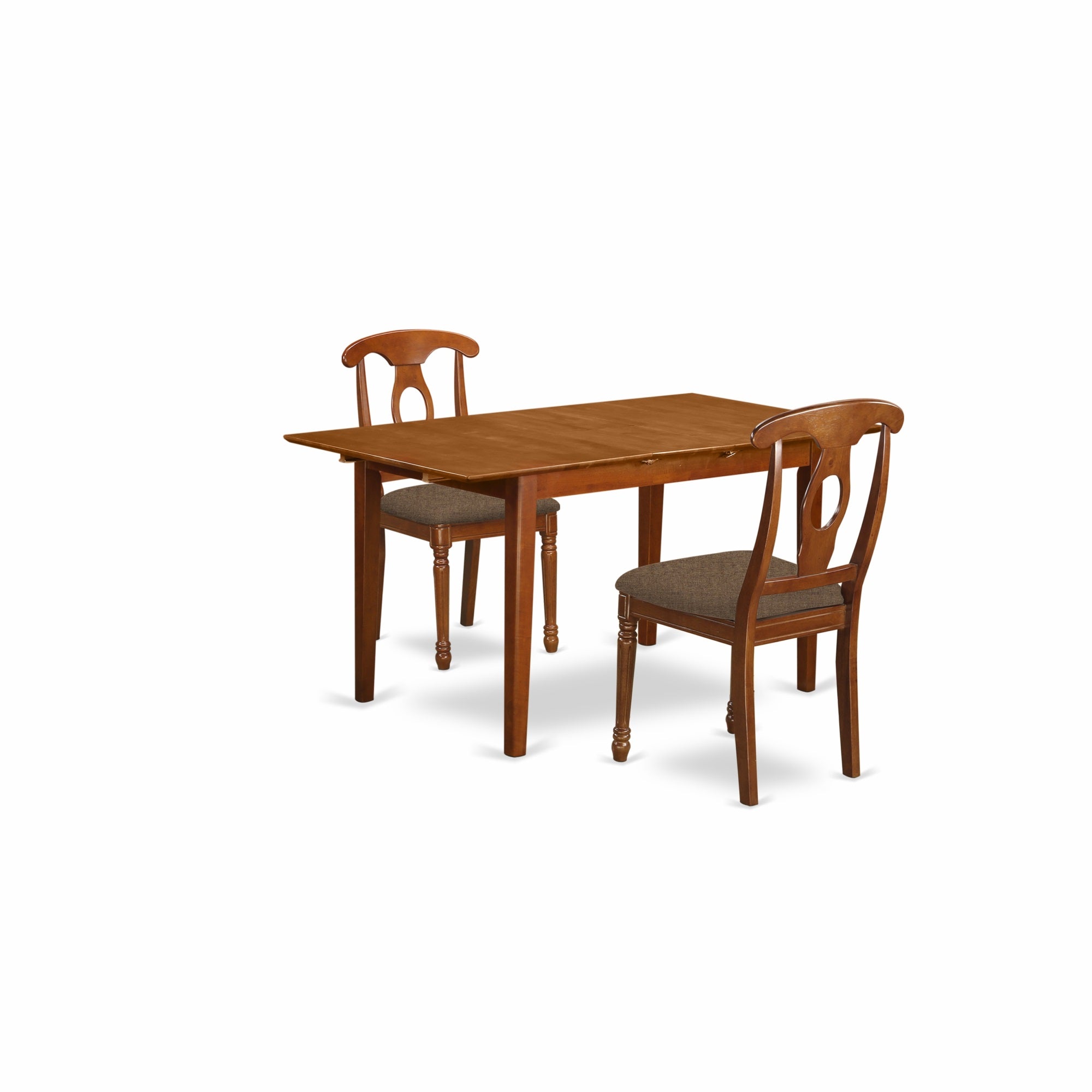 Psna3-Sbr-C 3 Pcrectangular Kitchen Table Having 12In Leaf And 2Upholstered Dinette Chairs In Saddle Brown .