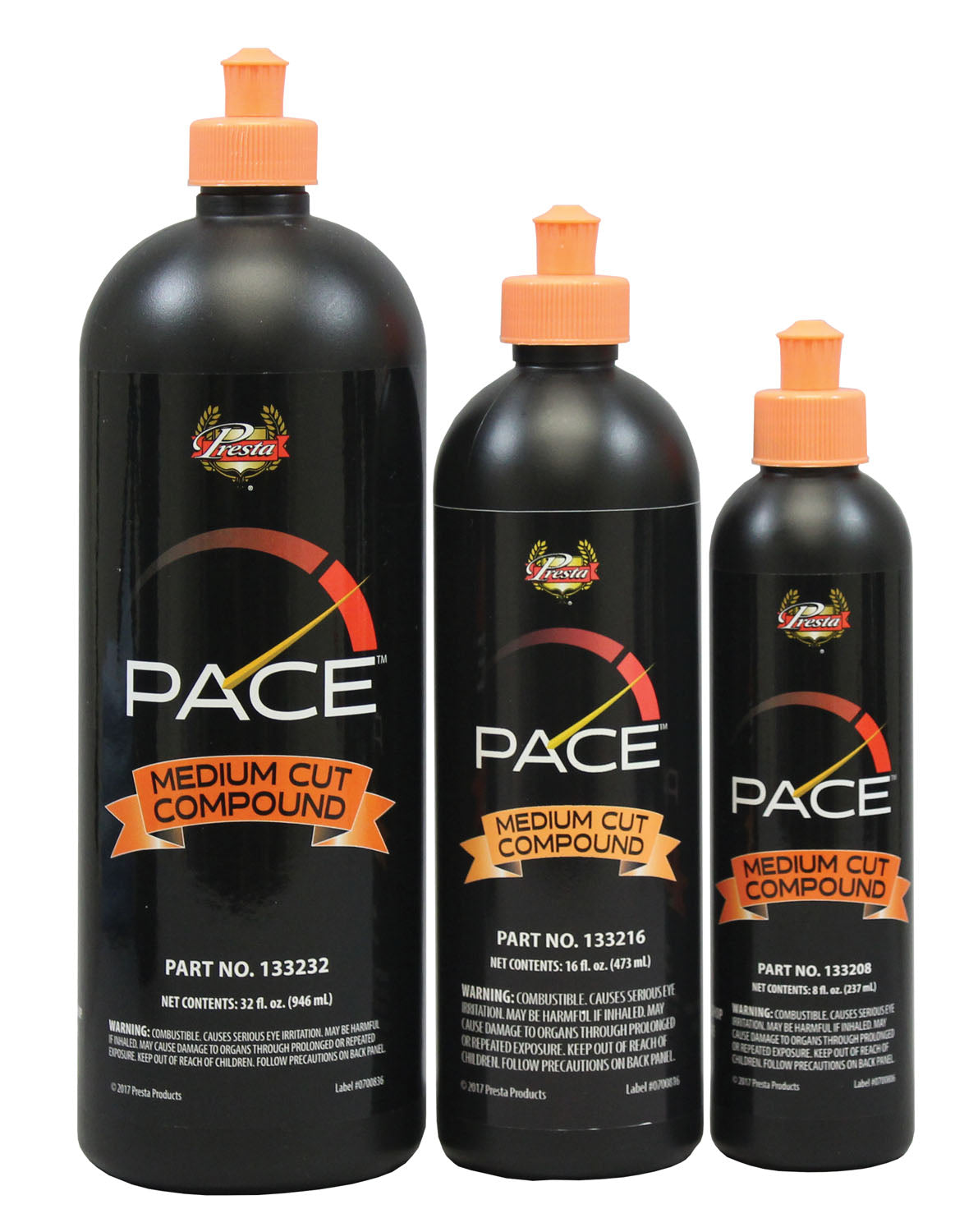 Presta Pace Medium Compound - Removes Up To 2500 Sand Scratches / Polishes To A Deep Gloss In One Step / Silicon-Free / 32 Oz. (