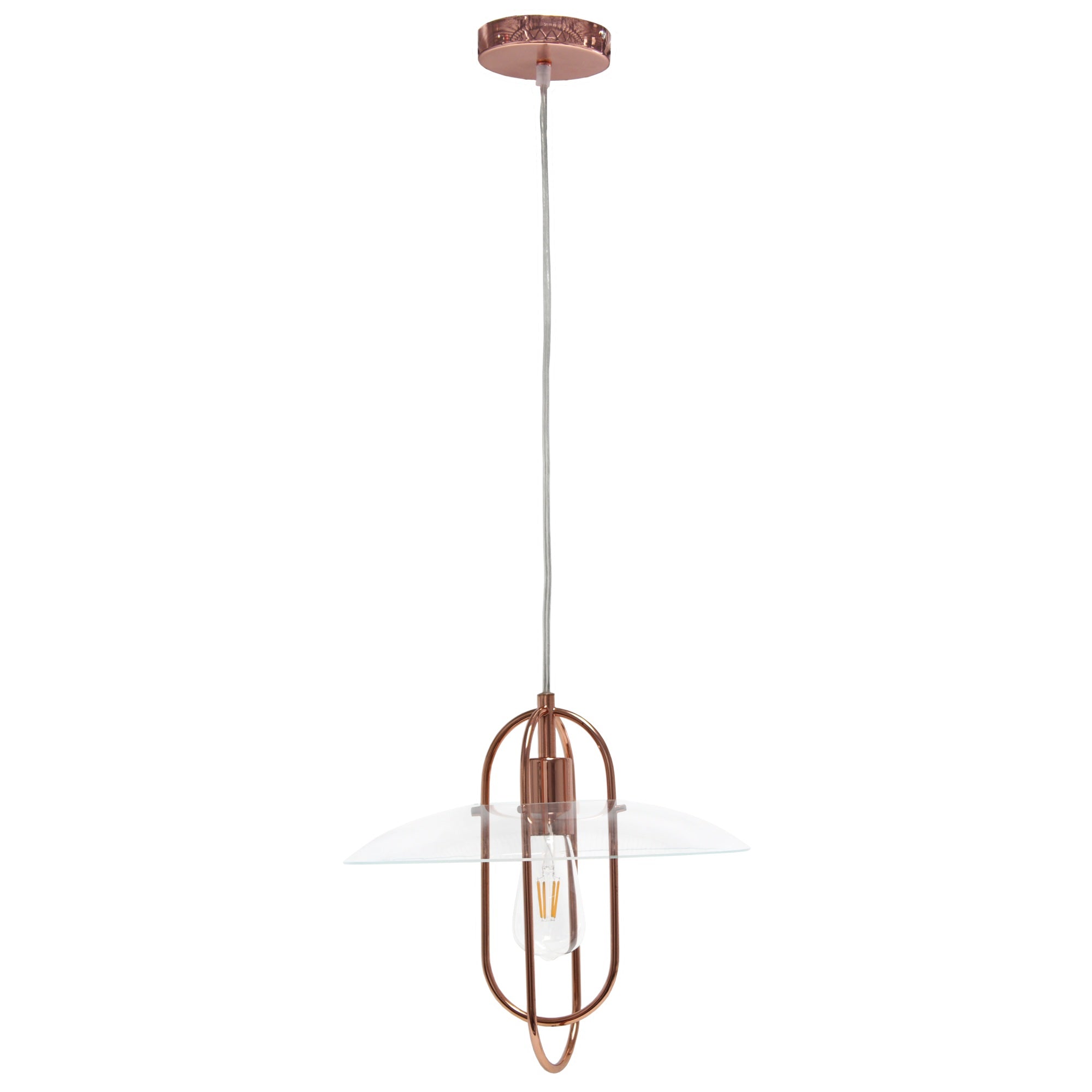 Simple Designs 1 Light Modern Metal Pendant Light, Rose Gold