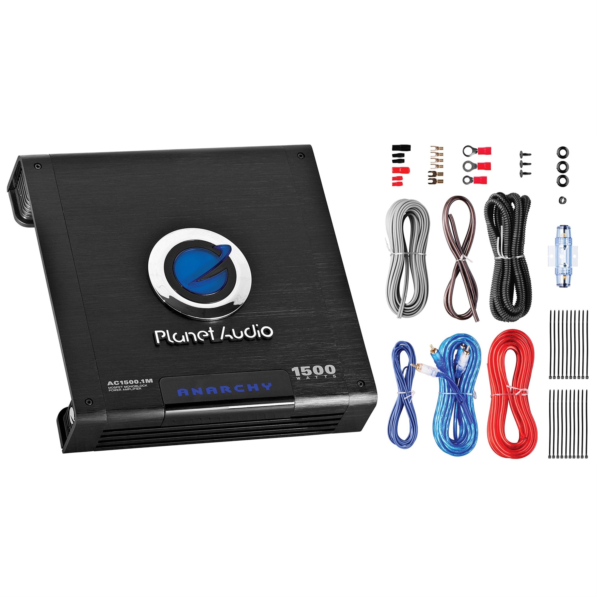 Planet Audio Ac1500Mk Anarchy Series Monoblock Class A/B Car Amplifier And 8 Gauge Wiring Kit - 1500 High Output, Hook Up To Subwoofer For Bass