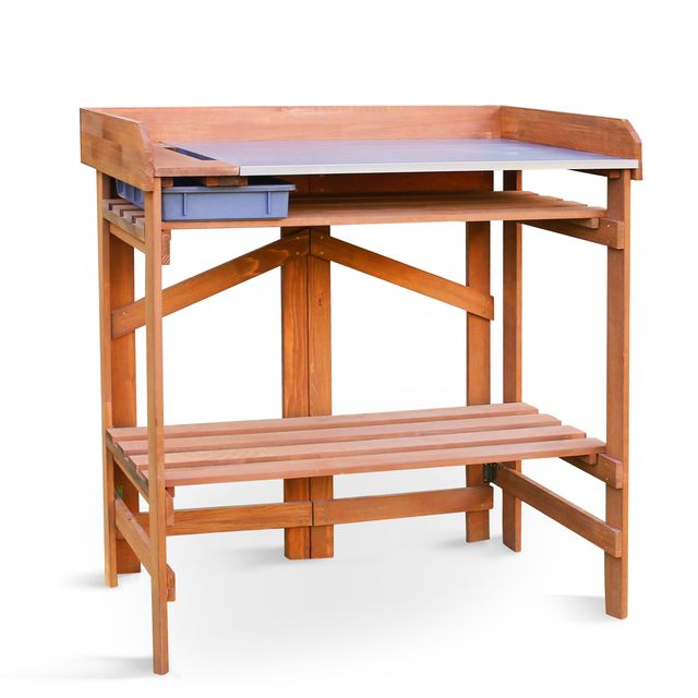 Extra Large Folding Potting Bench With Soil Collection Bin