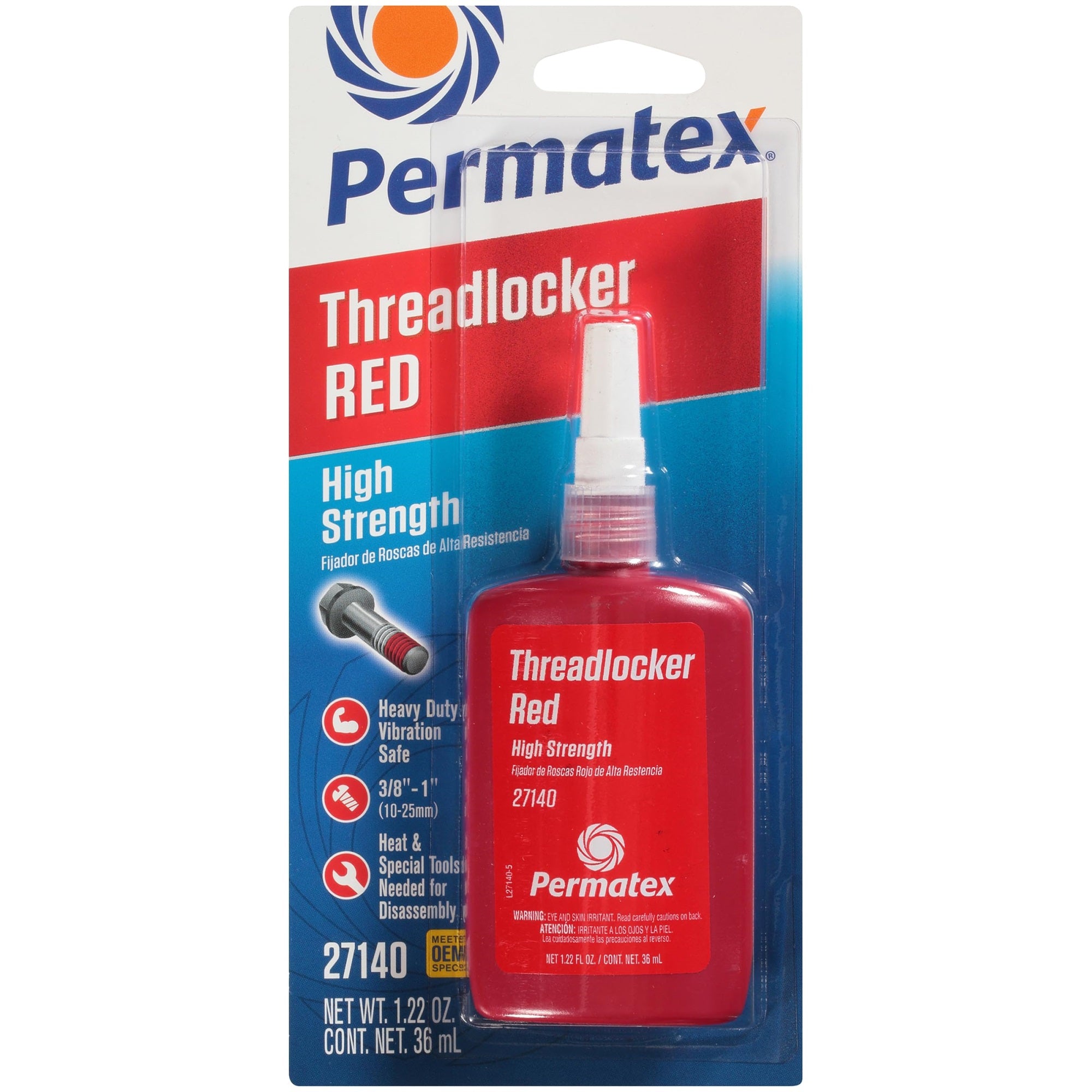 Permatex 27140 High Strength Threadlocker Red, 36 Ml