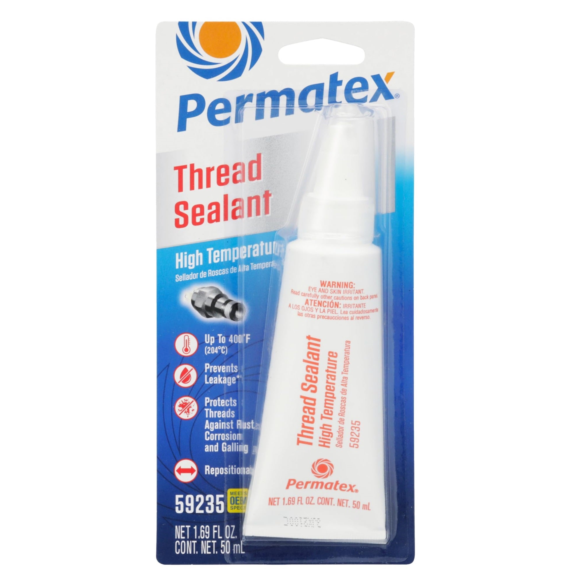 Permatex 59235 High Temperature Thread Sealant, 50 Ml Tube , White