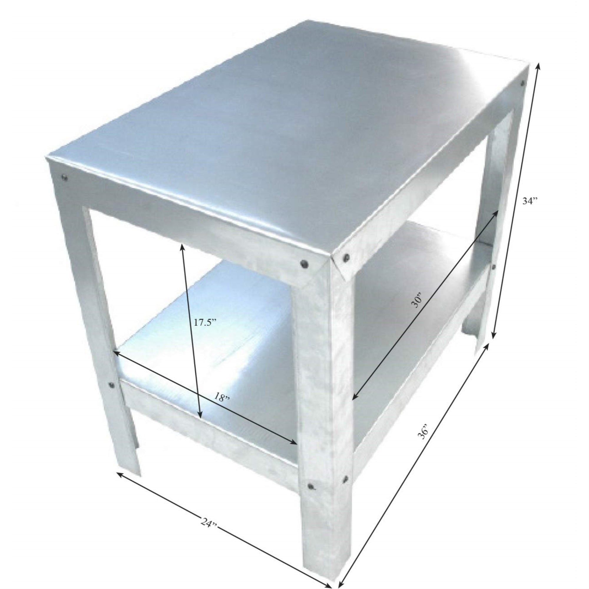 Heavy-Duty Galvanized Steel 2-Shelf Multi-Use Work / Utility Bench