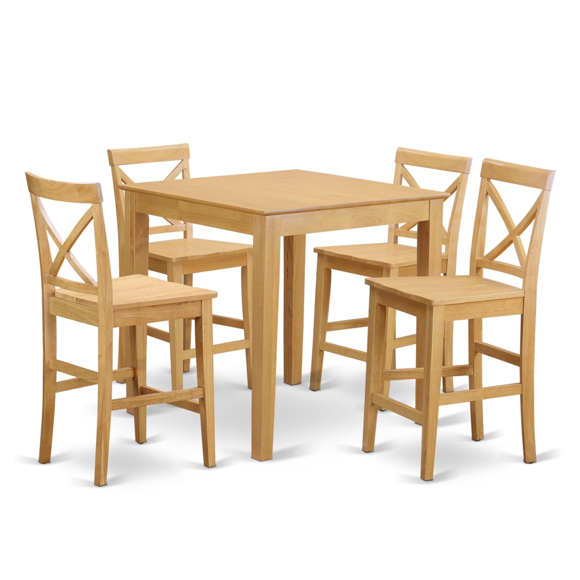 Casafoyer Pubs5-Oak-W 5 Piece Kitchen Counter Set Includes A Square Dining Table And 4 Dining Room Chairs, 36X36 Inch, Oak