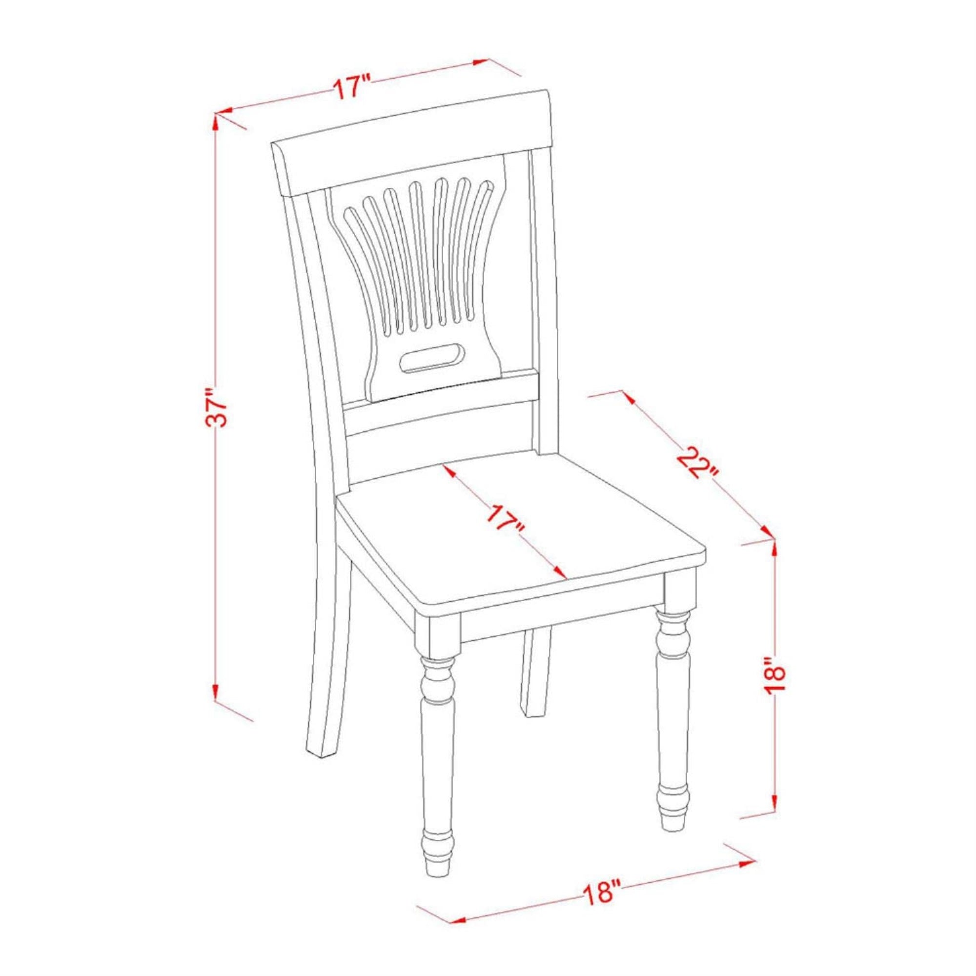 East West Furniture Pvc-Blk-W Plainville Dining Stylish Back Wooden Seat Chairs