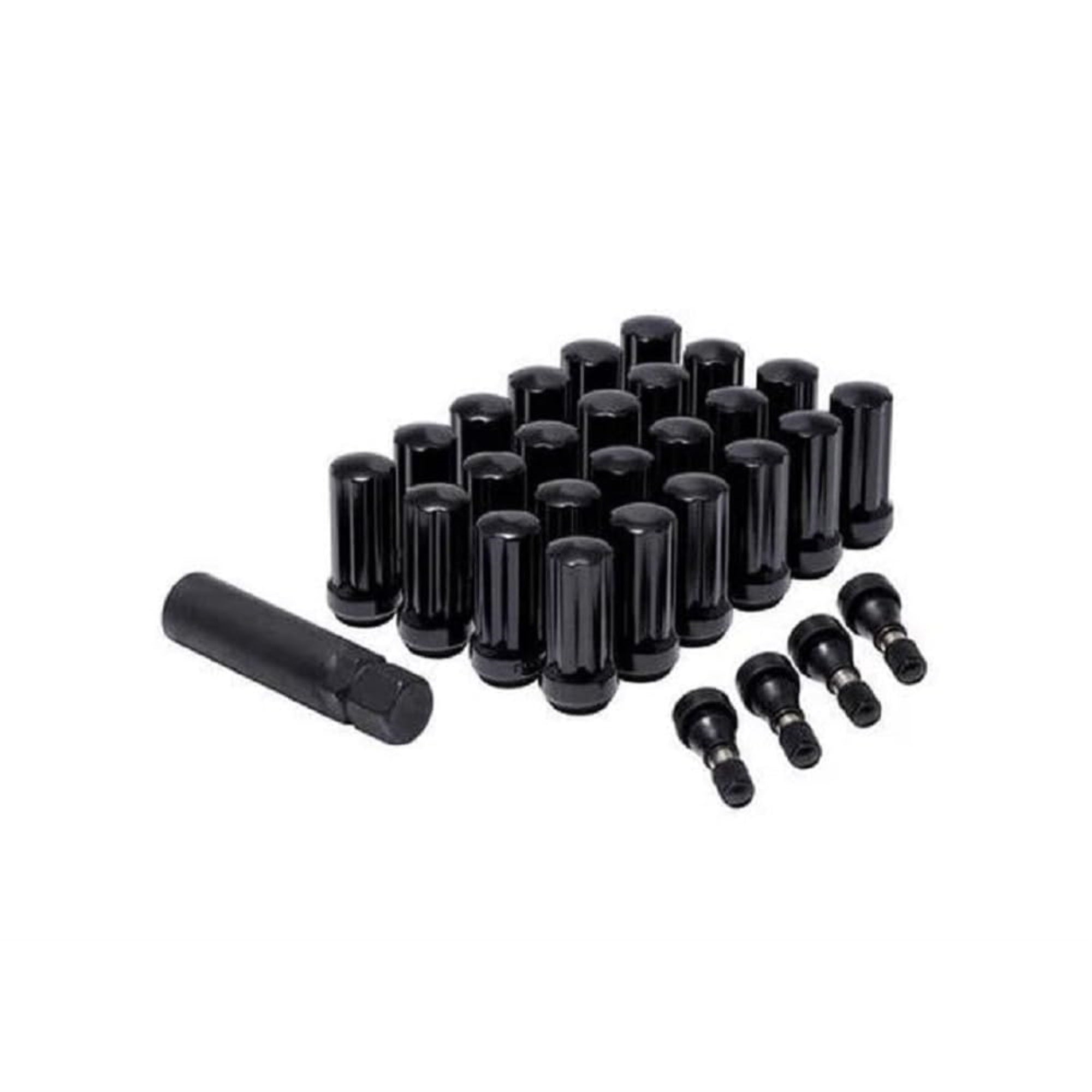 Procomp Alloys 16104B Lug Nut Kit 14 X 2 Ht Spline 6 Lugs Black W/Val Stem Lug Nut Kit