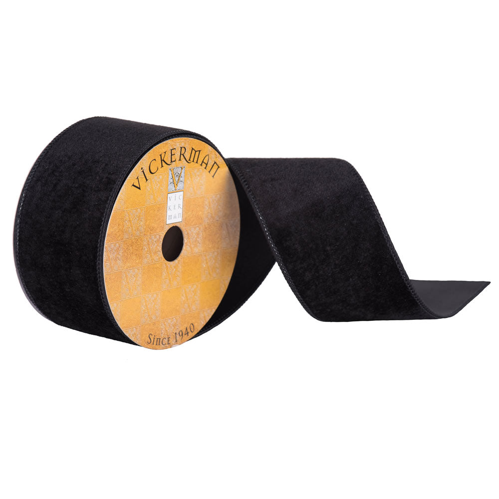 Vickerman 2.5” x 10yd Black Velvet Wired - Q170069