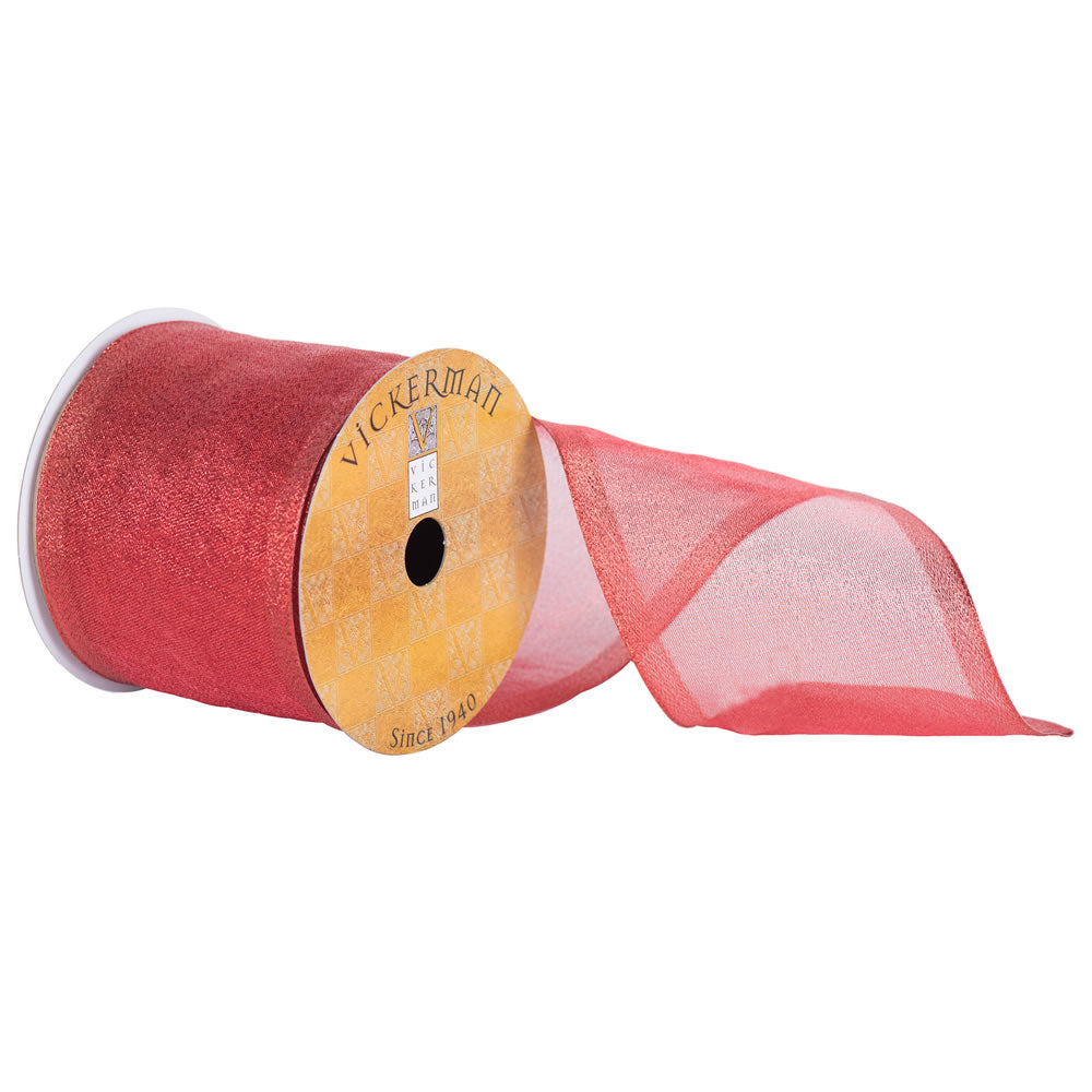 Vickerman 4” x 10yd Red Shiny Wired - Q170117