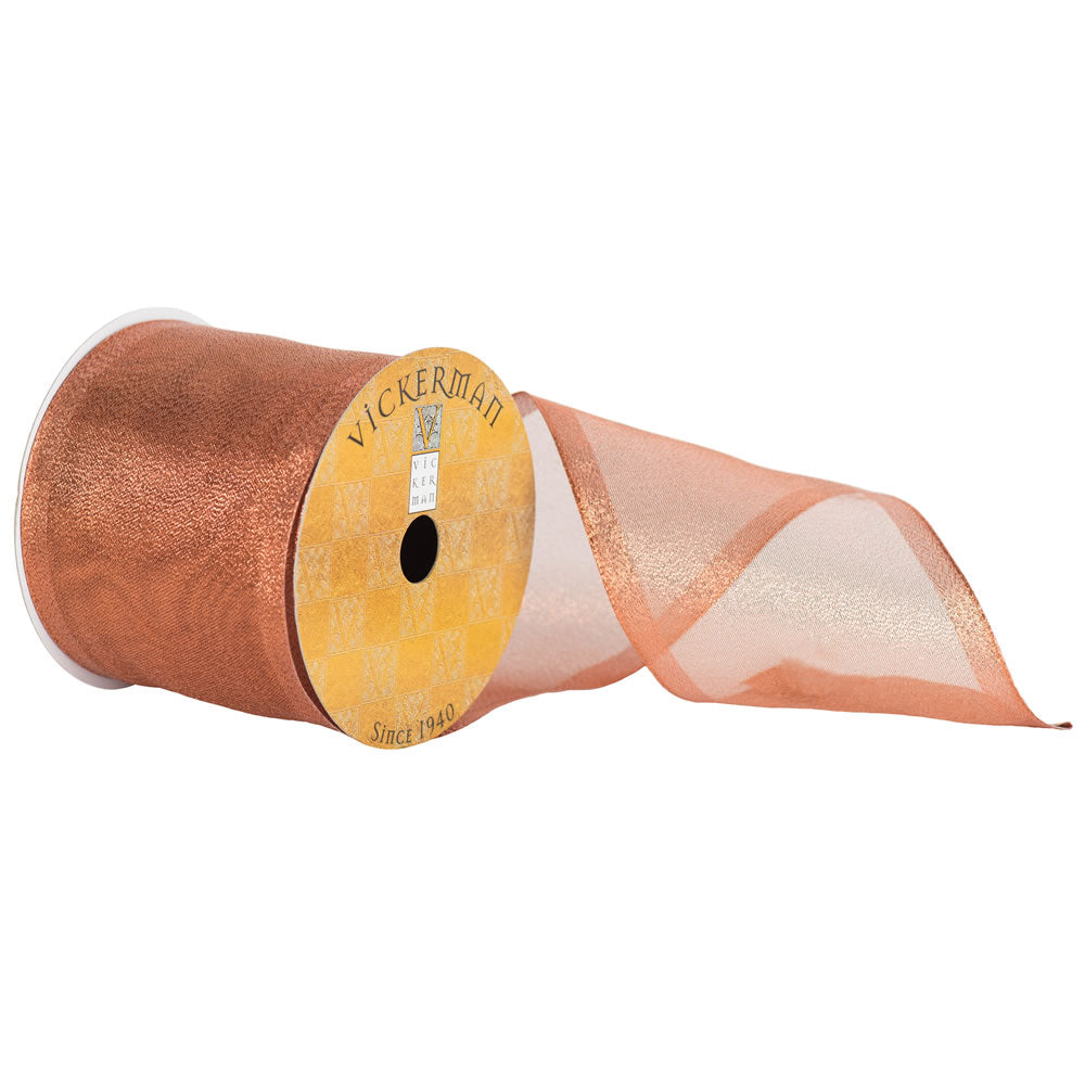 Vickerman 4” x 10yd Copper Shiny Wired - Q170122