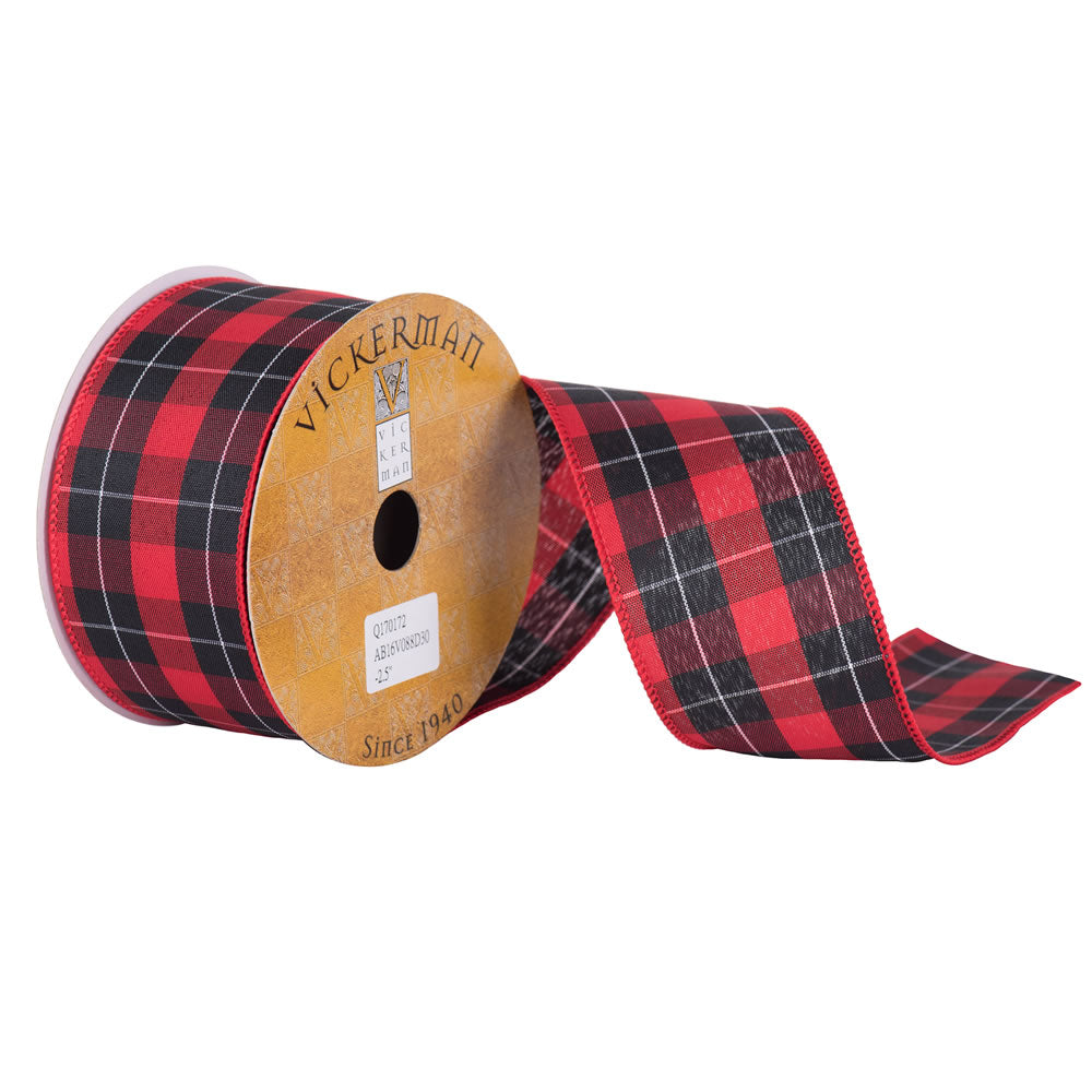 Vickerman 2.5” x 10yd Red White Black Plaid - Q170172