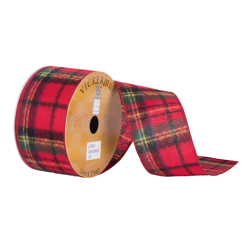 Vickerman 2.5” x 10yd Red Green Flannel Plaid - Q170232