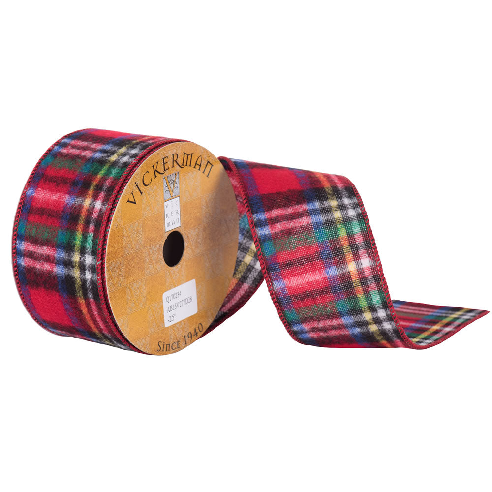 Vickerman 2.5” x 10yd Red Blue Green Flannel Plaid - Q170234