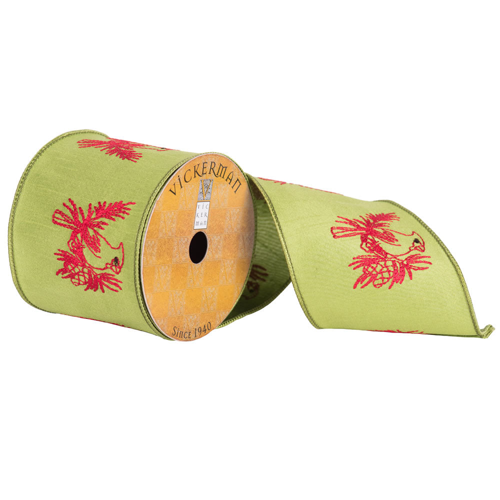 Vickerman 4 X 10Yd Red Embroider Cardinal - Q172147