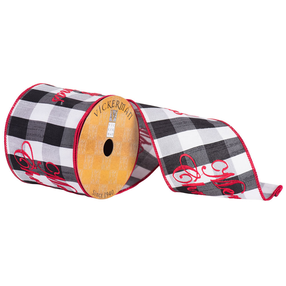 Vickerman 4 X 10Yd Red Merry Christmas On Plaid - Q172170