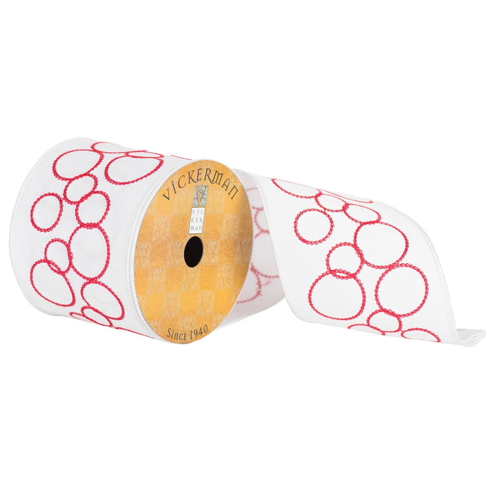 Vickerman 4” x 10yd White Red Joint Circles - Q172182