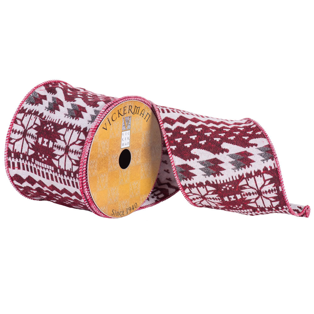 Vickerman 4 X 10Yd Red White Silver Jacquard - Q172511