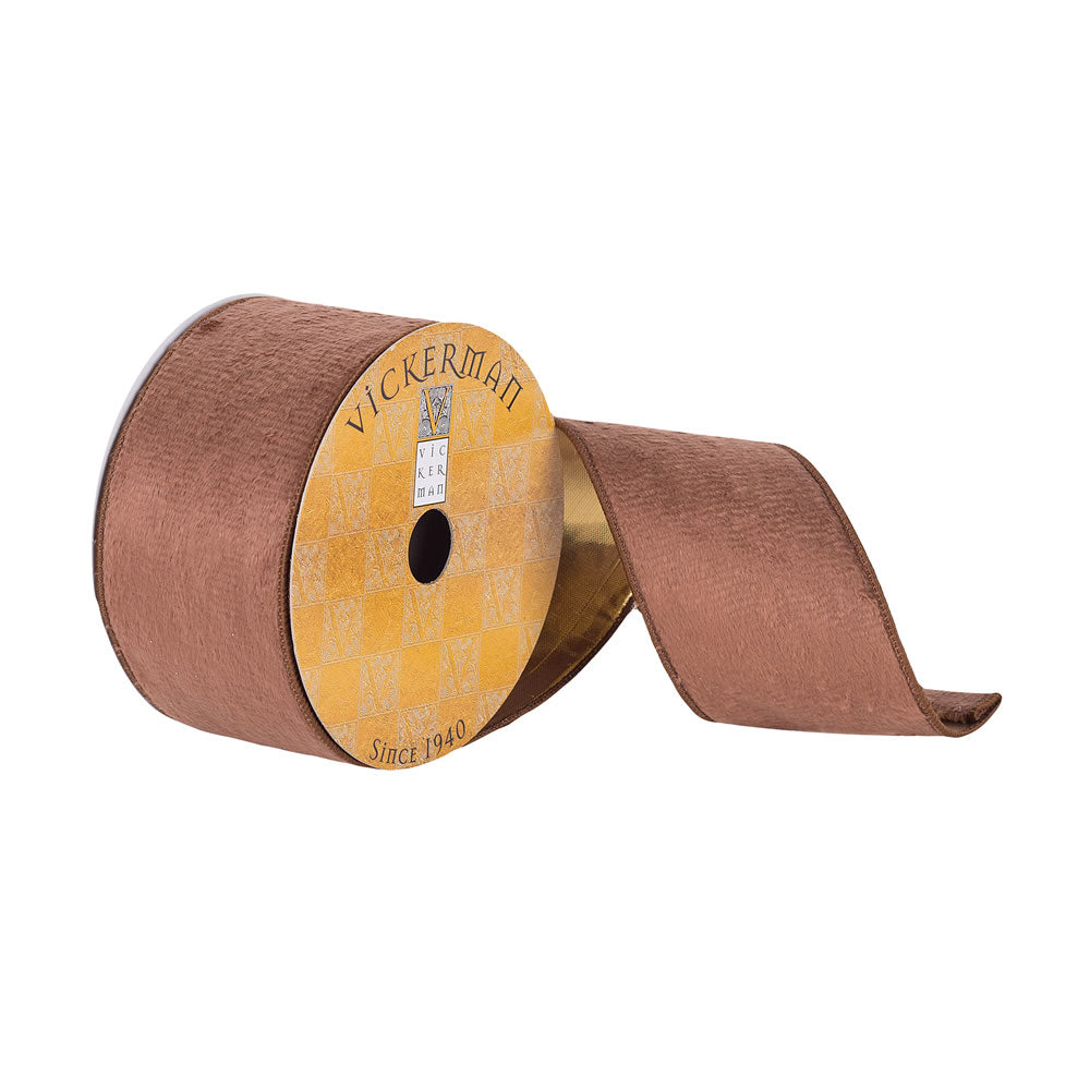 Vickerman 2.5”x10Yd Chocolate Dupion Ribbon Ribbon - Q180224