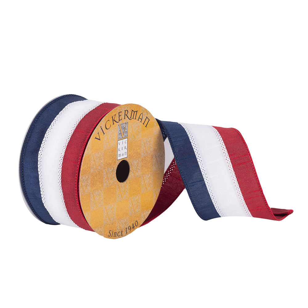 Vickerman 2.5”x10Yd Red White Blue Ribbon - Q180368