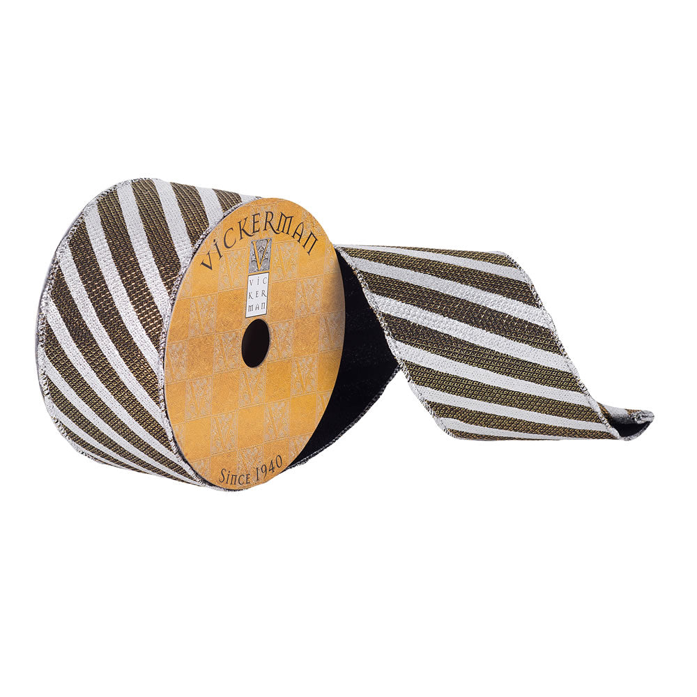 Vickerman 2.5”x10Yd White/Black Stripe Rivet Pattn - Q180488