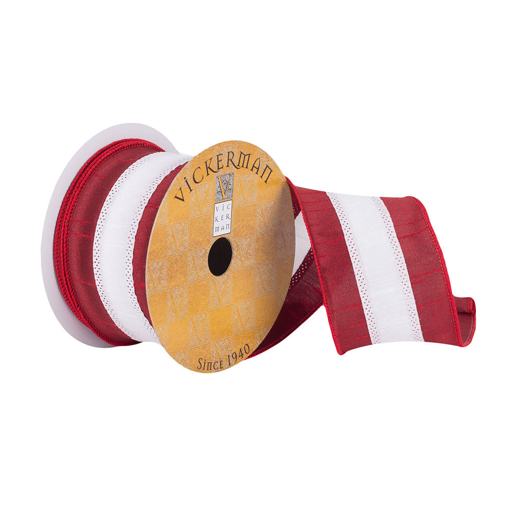 Vickerman 2.5”x10Yd Red/White Center Stripe - Q180779