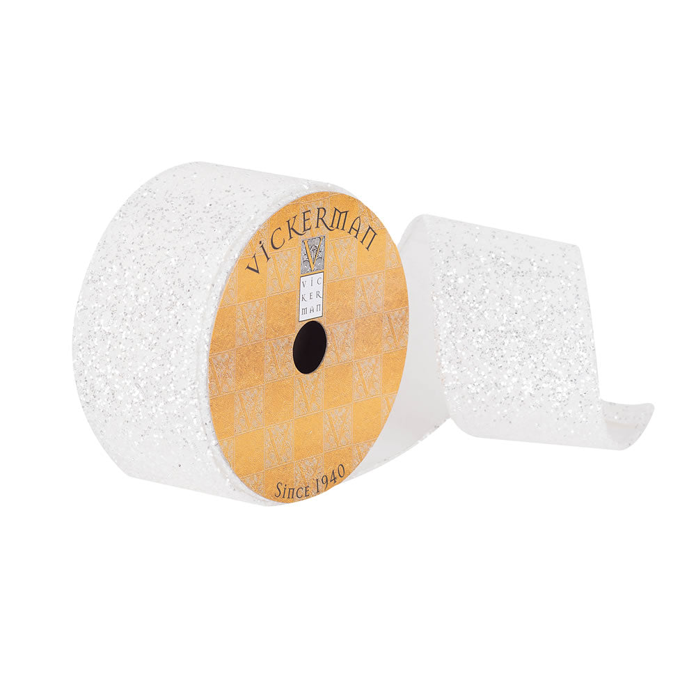 Vickerman 2.5”x10Yd Silver Glitter Shimmer Dupion - Q180941