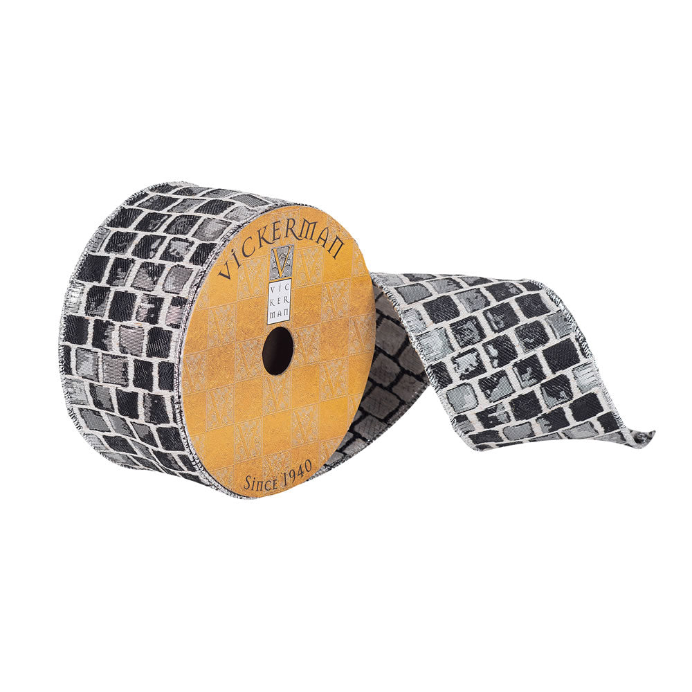 Vickerman 2.5”x10Yd Black/Silver Checkered Pattern - Q180962