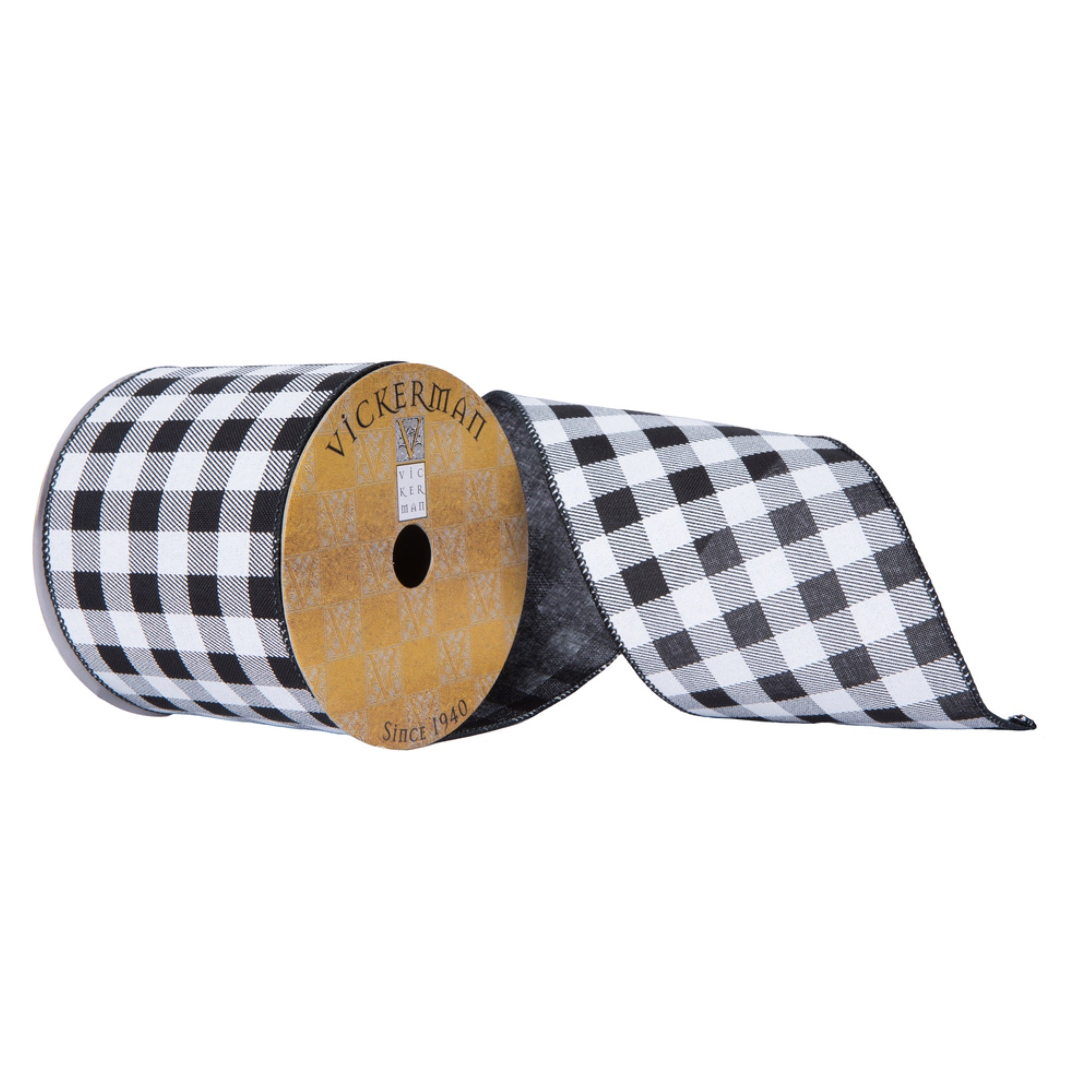 4”x10Yd Black White Checker Plaid