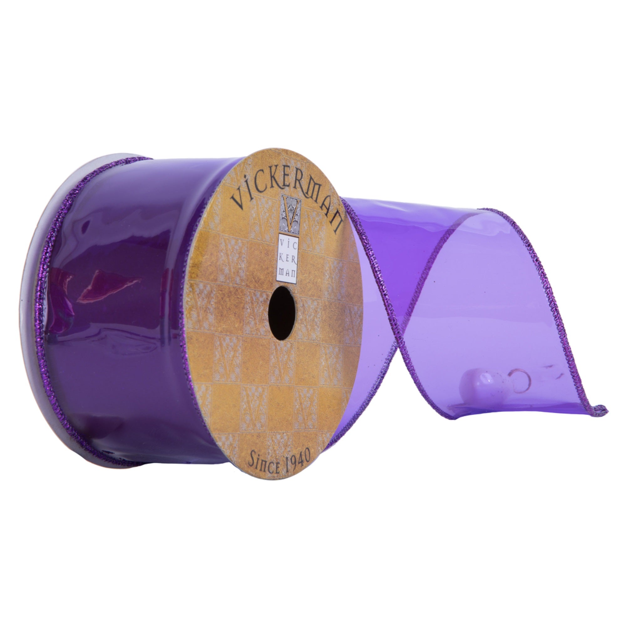 Vickerman 2.5” x 10 Yards Purple Transparent PVC Christmas Ribbon