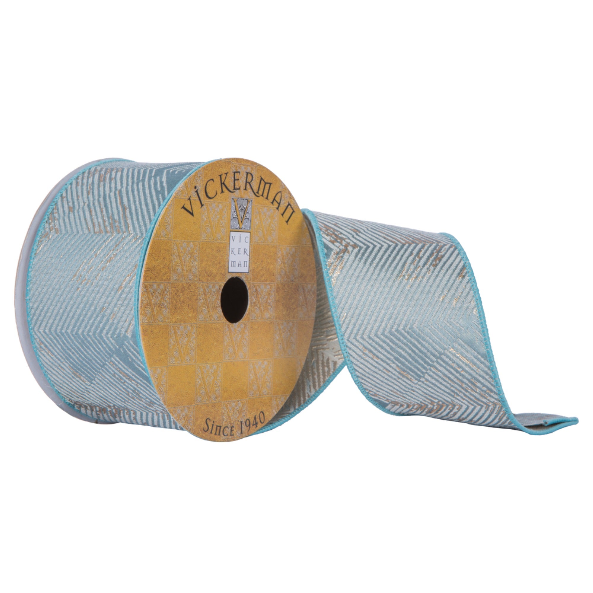 2.5”x10Yd Teal Chevron Sheen Ribbon